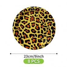 Sexy Leopard Print Disposable Plate, Napkin, Cup Set, Plates, Napkins And Cups Party Supplies, Serves 8 Guests, Disposable Paper Plates Party Tableware Suitable For Birthday, Wedding, Theme Party, Family Picnic - Multicolor - View 8