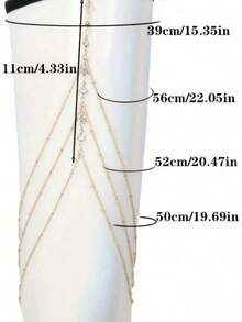 Women's Multi-Layer Sparkling Crystal Rhinestone Thigh Chain, Available In Gold And Silver, Creates Beach Vacation Vibe, Bridal Leg Jewelry, Costume Leg Accessory - Multicolor - View 2