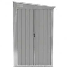 vidaXL Anbauschuppen Grau 118x100x178 cm Verzinkter Stahl Gartenhaus, Geräteschuppen, Gartenhäuschen, Gartenmöbel Schuppen – ideal für Garten, Terrasse oder Rasen - A - Übersicht 2
