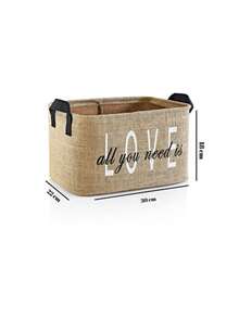 Jute Wardrobe Laundry Organizer, Kids Room Toy Organizer, Foldable Storage Basket - Love - View 4