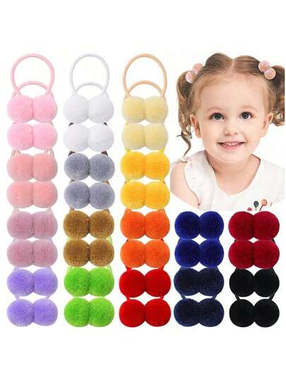 5/10/20件装女童发饰 - 小巧蓬松弹力马尾发圈和橡皮筋，适合女婴、幼儿、宝宝日常佩戴，节日礼物
