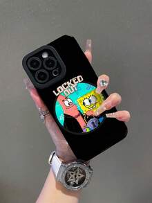 SpongeBob SquarePants 1个卡通创意海绵宝宝图案竖条纹手机保护壳，适用于三星/苹果17/16/15/14/13/12/11 Pro Max/12 Pro/14 Plus等型号 - 彩色 - 查看 2