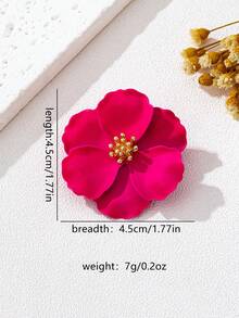1 chiếc ghim cài áo hình hoa nhỏ nhắn, tối giản, bằng kim loại, kiểu dáng cổ điển, thích hợp để đeo hàng ngày, dự tiệc, đám cưới, làm quà tặng bạn bè, phong cách nghỉ dưỡng biển. - Màu Hồng Tươi - Xem 2