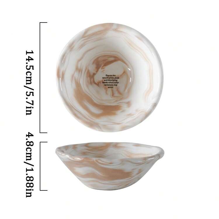 1 pièce Bol en céramique à rayures roses, motif à damier peint à la main, élégant et adapté pour la vaisselle quotidienne à la maison, les restaurants et les cafés, les bols à crème glacée, les cadeaux, le réchaud, les décorations de fête. Le motif varie en raison de l'artisanat. - Multicolore - Voir 6