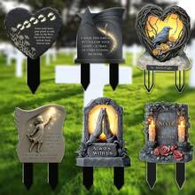 永恒纪念个性化亚克力墓碑 - 向亲人致敬，长期户外保存，多种墓碑纪念桩款式可供选择，经典亚克力户外纪念牌匾，经久耐用 - B - 查看 1