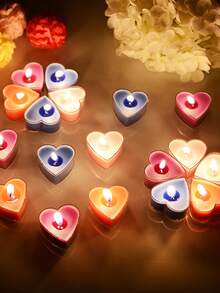 27/18/9个/1个心形无香茶蜡，每个燃烧时间长达3小时，适用于婚礼、室内装饰、浪漫心形蜡烛、生日、求婚、爱情、情人节装饰、室内房间装饰 - 彩色 - 查看 17