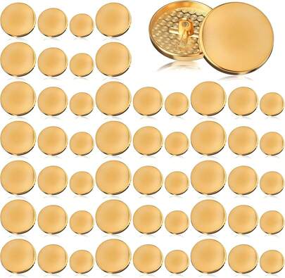 30 PCS Gold Buttons For Clothes,15\/18\/25 Mm Metal Flat Botones Para Ropa Elegantes, Round Shaped Gold Buttons For Blazer Clothes Suit Coat Shirt Jackets Sewing Craft