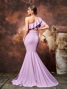 Faeriesty Đầm bầu thanh lịch với phần thân trên ngắn xếp nếp và phần đuôi cá ôm sát, lý tưởng cho chụp ảnh bầu, buổi chụp hình kỷ niệm thai kỳ lãng mạn, lễ kỷ niệm ngày cưới, tiệc vườn và bữa tối gia đình mùa xuân. - Màu Lilac Tím - Xem 2