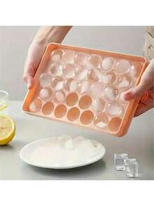 33孔粉色圆形冰格，光滑防尘球形冰模，适用于威士忌、咖啡、茶、饮料，家用厨房、酒吧，冰块冷却工具，情人节、毕业礼物 - 彩色 - 查看 5