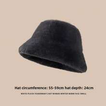 1pc White Fluffy Hat, Cute Influencer Style Thick Warm Bucket Hat, Fashionable Faux Mink Winter Hat, Brimless Beanie For Women - A - View 8