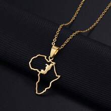 1Pc 3CM Charm African Maps Different Countries Pendants Necklaces Kenya Cameroon Senegal Ghana Morocco - Yellow Gold - View 17
