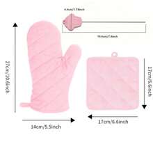 6件套烘焙DIY工具，粉色爱心加厚隔热手套和304不锈钢蛋糕测试针 - 可重复使用的金属烘焙探针蛋糕测试工具，蛋糕熟度检测器，蛋糕饼干烘焙探针，情人节/斋月礼物 - 彩色 - 查看 2