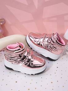 Kids Roller Skate Shoes With 4 Wheels, Detachable Wheels, Roller Skating Shoes, Fashion Casual Shoes With Hook And Loop Closure For Boys And Girls - Pink - View 6