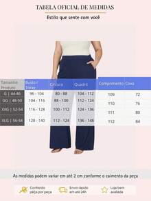 Calça Pantalona Cintura Alta Feminina em Helanca com Bolsos Conforto Luxuoso e Estilo Versátil - Azul 3697258 - Visão 5