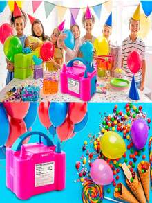 Bomba Electrica Para Inflar Globos Con Doble Inflador Fiestas - Rosa Fucsia - Ver 8