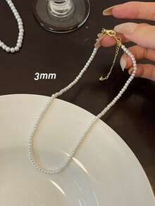 1件装女士时尚高端玻璃珍珠项链，轻盈奢华百搭串珠颈链 - 彩色 - 查看 13