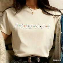 Refreshing SummerFashion Friends TV Show Funny Cartoon T Shirt Women Graphic Best Friends Harajuku T-Shirt Korean Style Tshirt Top Female2025 - Màu be - Xem 1