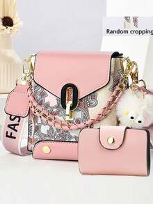 Mini Phone Bag Set - Fashionable Printed Shoulder Crossbody Bag - Pink - View 7