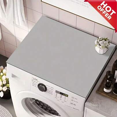 1pc Minimalist Laundry Room Washing Machine Mat/Cover Mat, Absorbent/Drying Mat, Multi-Purpose Drainage Mat, Dryer Top/Anti-Dirt Mat, Kitchen Bathroom Decorative Accessories - Dustproof, Moisture-Absorbent, Durable, Protects Household Appliances, Solid Color Options, Suitable For Refrigerator Side Countertops