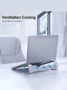 1pc Aluminum Laptop Stand, Ergonomic Design, Detachable, Available In Silver And Black - Multicolor - View 3
