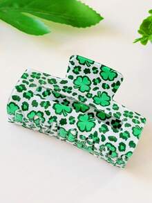 1 Piece Women's Saint Patrick's Day Hair Clip , Green Clover-Shaped Hairpin, Half-Braided Hair Clips, Holiday Hair Accessory - Multicolor - View 5