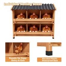 All Weather Wooden Chicken Nesting Boxes With Entry Roost And Privacy Back Panel,6 Holds - B - Xem 3