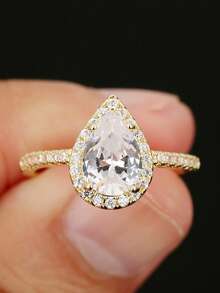 1 Fashionable And Gorgeous Exquisite Women's Ring With Sparkling Zirconia Inlay, Versatile And Suitable For Any Occasion. Can Be Given As A Gift To Friends Or Lovers - Water Drop Ring - View 7