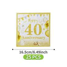 40周年金色气球一次性餐盘、餐巾纸、杯子套装，包含餐盘、餐巾纸和杯子，可供8位客人使用，一次性纸盘，派对用品，适用于生日、婚礼、主题派对、家庭野餐 - 彩色 - 查看 8