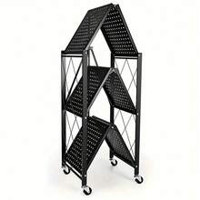 3-Tier Heavy-Duty Iron Storage Shelf With Rolling Shelves - Heavy-Duty Foldable & Portable Multi-Tier Shelving Unit - 3 Layers - View 1