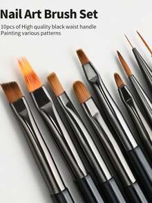 10pcs/Set Black Nail Art Pens, 3D Nail Gel Pens, Professional Acrylic Pens, Gradient Nail Art DIY Tools Accessories - Multicolor - View 4