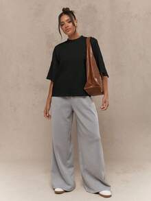 Valentine Outfits For WomenMISSGUIDED Oversized T Shirt Mock Neck Wide Half Sleeve Boxy Fit Casual Office Weekend Fall Winter Fashion Minimalist Versatile Essential ClassicLoose And Comfortableshirt Summer - 白色 - 查看 10