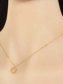 ANDYWEN 1 pieza Collar de moda plata de ley 925 26 letras - Dorado - Ver 6