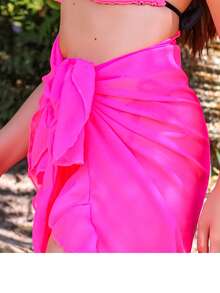 Saída de praia, pareo, cobre bumbum  Sexy    Tecido    biquini  Praia  Férias    tampa bumbum - Pink - Visão 2