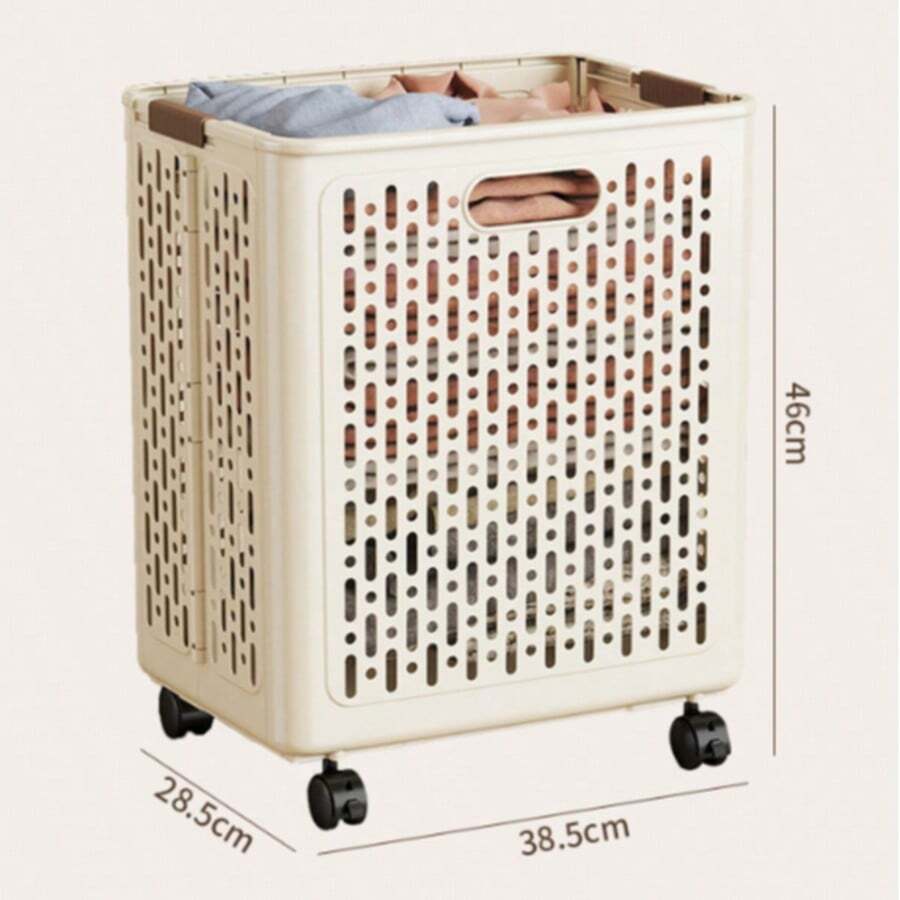 Foldable Dirty Clothes Storage Basket With Wheels, Bathroom Laundry Hamper Organizer For Bedroom Kitchen Dorm Room Space Saving Collapsible Fabric Bin Container - Multicolor - View 1
