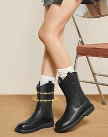 CAMEL CROWN 女士户外休闲靴，休闲时尚靴，中筒靴，骑士靴 - 黑色 - 查看 2