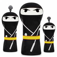 1pc Masked Hero Design, Golf Club Driver, Fairway Wood And Mixed Head Cover PU Leather Wood Club Cover, White Golf Accessory Golf Gift - Multicolor - View 2