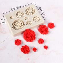 Khuôn silicon hình hoa hồng, đồ trang trí nến hình hoa tự làm. - Trắng - Xem 5