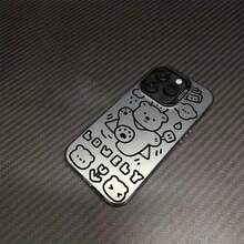 Cute Bear Pattern Soft Phone Case It Is Compatible With IPhone 17/16/15/14/13/12/30 Pro Max/Pro/Plus Models. It Features A Stylish And Minimalist Design And Provides Shockproof And Abrasion-Resistant Protection. - Black - View 4