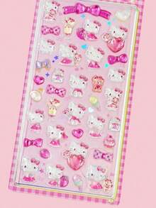 SANRIO 1张3D立体浮雕水晶贴纸手机壳DIY贴纸，可爱卡通水晶装饰贴纸，适用于手机、行李箱、笔记本，精美水晶环氧树脂浮雕装饰贴纸，流行手机壳贴纸，节日礼物（颜色随机） - 彩色 - 查看 14