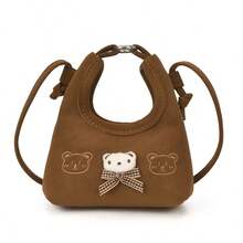 1pc New Spring/Autumn Kids Bag, Korean Embroidered Cute Bear Half Moon Bag, Girls Mini Crossbody Coin Purse, Children Sling Bag - Multicolor - View 14