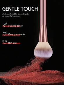 18 PIEZAS Juego de herramientas de maquillaje que incluye: 15 PIEZAS Juego de brochas de maquillaje + 2 PIEZAS Esponjas de maquillaje + 1 pieza Borlas circulares para polvo - Rosa - Ver 6