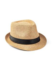 1pc Bohemian Retro Polyester Solid Color Fedora Hat, Versatile English Style Bowler Hat, Suitable For All Seasons And Genders - A - View 24