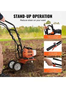 Tiller Cultivator, 43CC 2-Stroke Garden Cultivator, Tiller With 4 Steel Adjustable Front Tines For Lawn, Garden And Field Cultivation,Garden Tools, Gardening Tools For Garden - Orange - View 5
