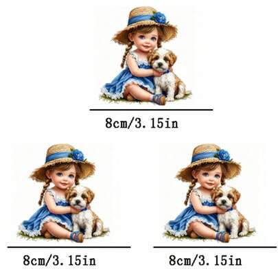 1pc/2pcs/3pcs Girl & Puppy Heat Transfer Patches, Iron-On And Washable, Suitable For T-Shirts, Jeans, Sweaters, Handbags, Pillows, Cushions