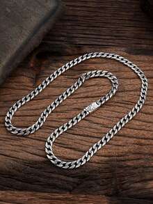 1 pieza Nuevo collar con cabeza de tigre con textura, cadena cubana con patrón de textura minimalista y elegante, collar de alta gama versátil y de moda - C025 - Ver 2