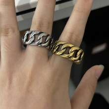 1pc Stainless Steel Unique Chain Design Niche Punk Style Durable Hypoallergenic Waterproof Fade-Resistant Everyday Wear Men's Ring - Chain Men's Ring - View 5