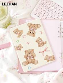 1pc Cute Teddy Bear Design Flat Tablet Protective Case, With Pencil Slot, Anti-Drop, Tri-Fold Tablet Stand Protective Shell, Compatible With IPad 10.2", Compatible With IPad Pro 11" 2021/2020/10th Gen, Compatible With IPad (A16) 11" 11th Gen 2025, Compatible With IPad 8th/9th/10th Gen, Galaxy Tab A8 10.5" 2022, Matepad 10.4"/Tab, Romantic Gift For Valentine's Day - Multicolor - View 2