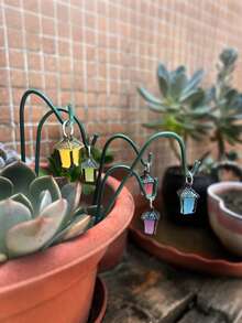 6pcs/3pcs/1pc: Glow-In-The-Dark Flower Stand, Luminous Garden Column, Mini Garden Decor Rack, Succulent DIY Accessories, Iron Art Decor For Micro Landscape, Mini Bonsai Decoration, Party Craft, Rural Outdoor Decor - A - View 4