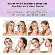 1/2pcs Stainless Steel Heart-Shaped Gua Sha Tool, Suitable For Facial Massage, Portable Muscle Relaxation Massage Board, Stainless Steel Facial Gua Sha Tool - Facial Massage Tool - Smooth And Sturdy Metal Gua Sha Tool, For Face And Body, Reduces Swelling - Gua Sha Massage Tool, Heart-Shaped Design, Silver Color, Stainless Steel Facial Gua Sha Tool, For Facial Metal Gua Sha, Tightens Skin, Full-Body, Eye, And Neck Massager. - 彩色 - 查看 8