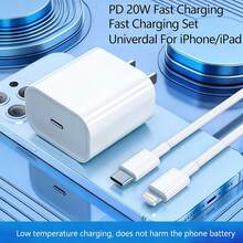 Cargador rápido portátil mini de 20W + Cable de datos de alta velocidad USB-C a IOS de 3.3ft/100cm, compatible con iPhone 14 Pro Max/14 Pro/14/13 Pro Max/13 Pro/13/12/11/XS/X/XS Max/Serie iPad - Blanco - Ver 1